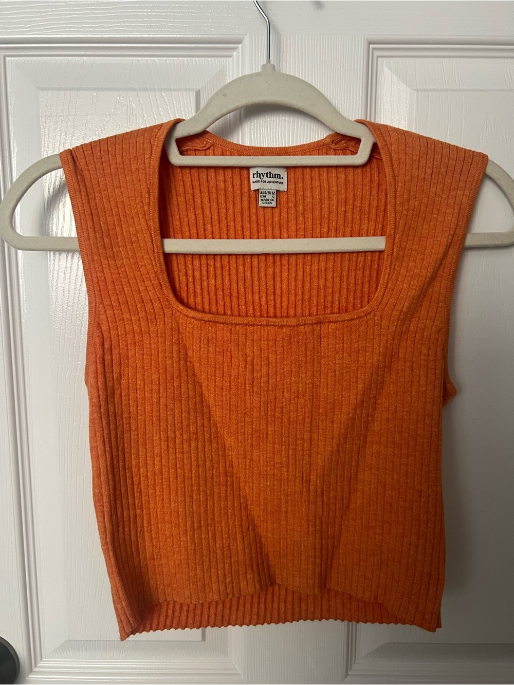 Rhythm Women's Ribbed Square-Neck Tank Top - Orange